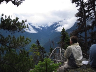 view from Skyline Ridge -
just before the plunge into the Bella Coola valley
